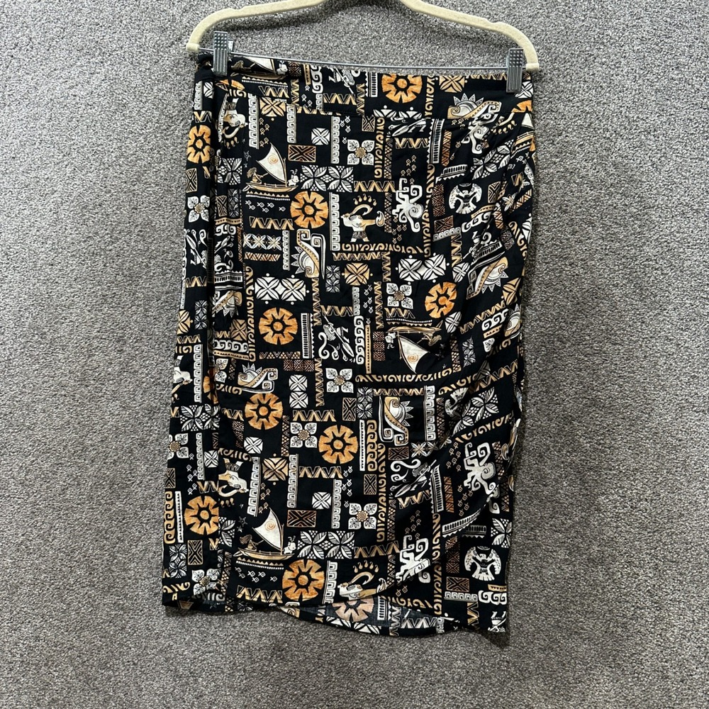 Disney Her Universe Moana Faux Wrap Skirt Womens Large Black Gold Tribal Tiki